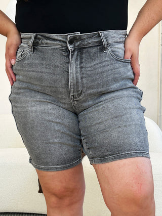 Judy Blue Full Size High Waist Washed Denim Shorts Trendsi