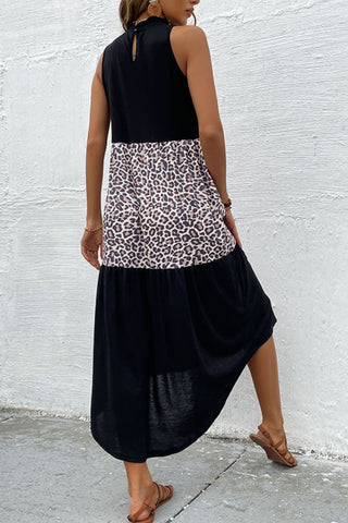 Perfee Leopard Contrast Sleeveless Maxi Dress Trendsi