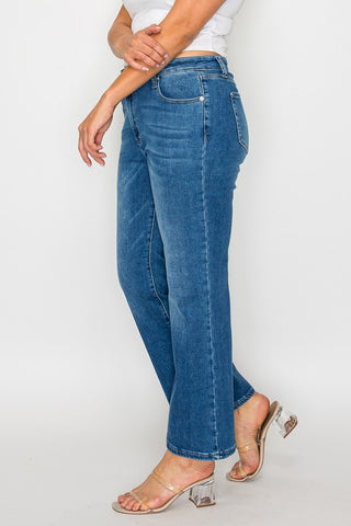 bytos Full Size Cat's Whiskers Mid Rise Ankle Jeans Trendsi