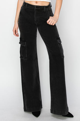 Risen Full Size High Rise Wide Leg Cargo Jeans Trendsi