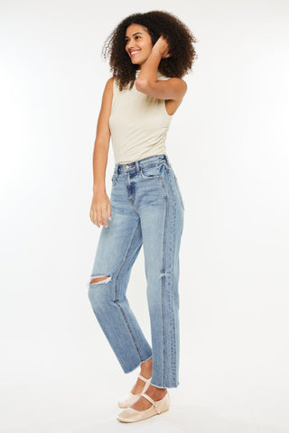 Kancan Ultra High Rise Distressed Straight Jeans Trendsi