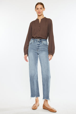 Kancan High Rise Slim Wide Leg Jeans Trendsi