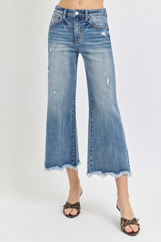 Risen High Rise Cropped Flare Jeans Trendsi