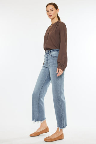 Kancan High Rise Slim Wide Leg Jeans Trendsi