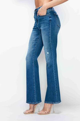 bytos Full Size High Rise Bootcut Jeans with Pockets Trendsi