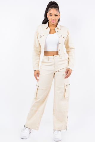 American Bazi Laced Back Cropped Jacket Trendsi