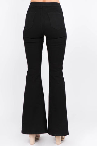 American Bazi Side Slit Flare Jeans Trendsi