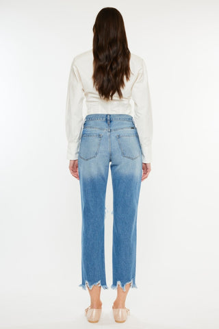 Kancan Distressed Frayed Hem Cropped Jeans Trendsi