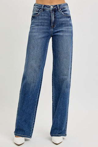 RISEN Full Size Tummy Control High Rise Jeans Trendsi