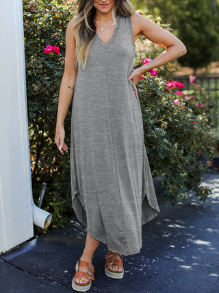 Full Size V-Neck Midi Tank Dress Trendsi