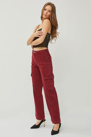 RISEN Full Size High Rise Wide Leg Cargo Jeans Trendsi