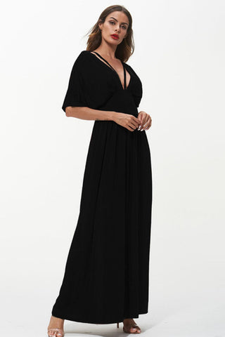 Shiny Strappy Neck Maxi Dress Trendsi