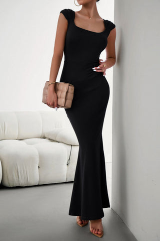 Devine Cap Sleeve Scoop Neck Maxi Dress Trendsi