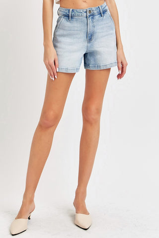 Risen Full Size High Rise Denim Shorts Trendsi