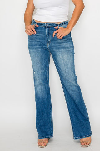 bytos Full Size Distressed High Rise Jeans with Pockets Trendsi