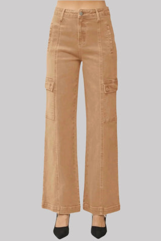 RISEN Full Size High Rise Wide Leg Cargo Jeans Trendsi