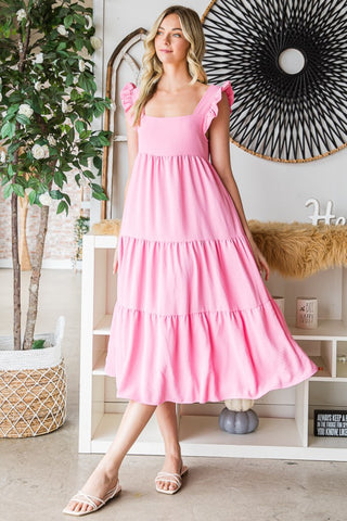 Reborn J Ruffled Sleeveless Tiered Midi Dress Trendsi