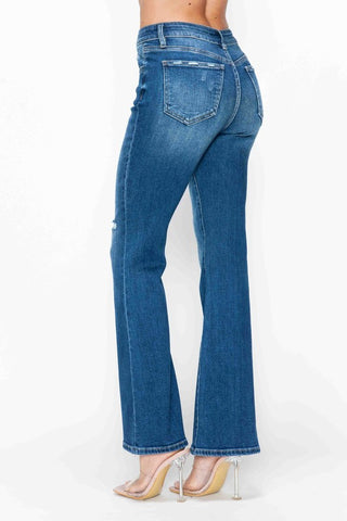 bytos Full Size High Rise Bootcut Jeans with Pockets Trendsi