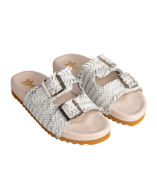 Intertwine Dual Woven Strap Slide in White Ave Shops