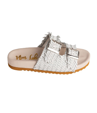 Intertwine Dual Woven Strap Slide in White Ave Shops