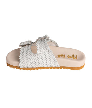 Intertwine Dual Woven Strap Slide in White Ave Shops