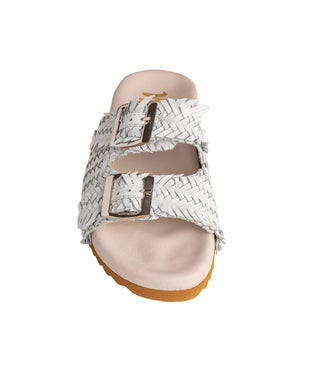 Intertwine Dual Woven Strap Slide in White Ave Shops