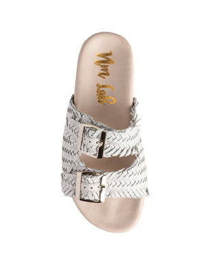 Intertwine Dual Woven Strap Slide in White Ave Shops