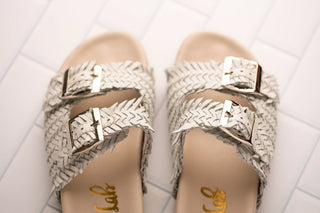 Intertwine Dual Woven Strap Slide in White Ave Shops