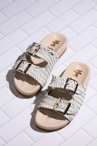 Intertwine Dual Woven Strap Slide in White Ave Shops