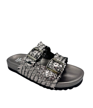 Intertwine Dual Woven Strap Slide in Pewter Ave Shops