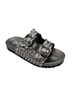 Intertwine Dual Woven Strap Slide in Pewter Ave Shops