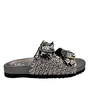 Intertwine Dual Woven Strap Slide in Pewter Ave Shops