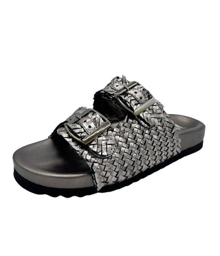 Intertwine Dual Woven Strap Slide in Pewter Ave Shops