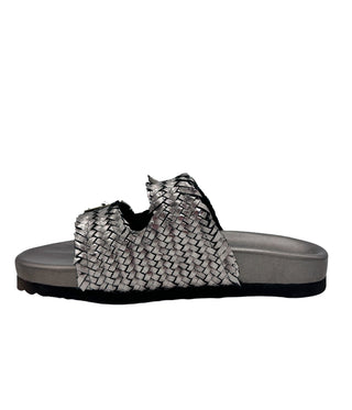 Intertwine Dual Woven Strap Slide in Pewter Ave Shops