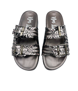 Intertwine Dual Woven Strap Slide in Pewter Ave Shops