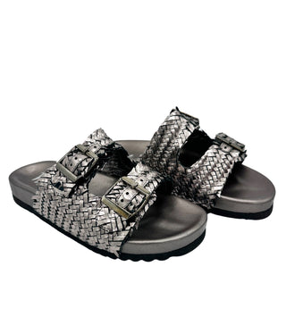 Intertwine Dual Woven Strap Slide in Pewter Ave Shops