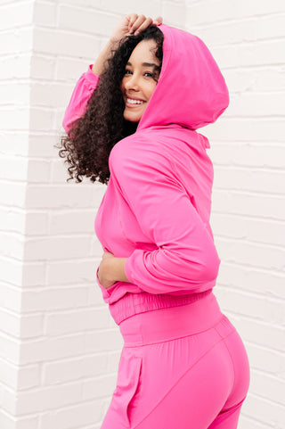 Morning Run Half Zip Hoodie in Sonic Pink - Fashion Are Us 