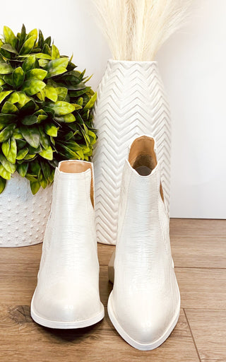 Tarim Bootie in White Croc Ave Shops