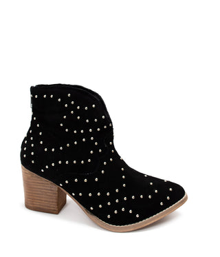 Twilight Studded Heeled Ankle Boot in Black Ave Shops