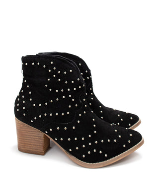 Twilight Studded Heeled Ankle Boot in Black Ave Shops