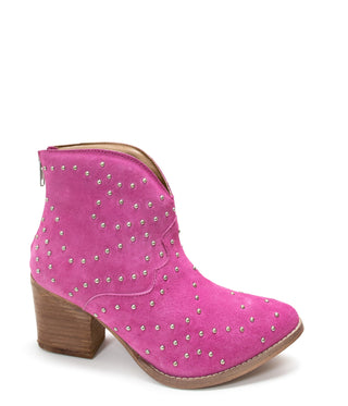 Twilight Studded Heeled Ankle Boot in Magenta Ave Shops