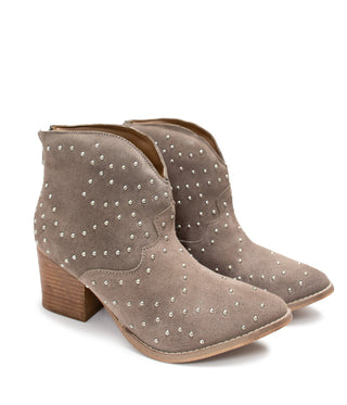 Twilight Studded Heeled Ankle Boot in Taupe Ave Shops